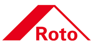 Rotes Roto-Logo mit stilisiertem Dach